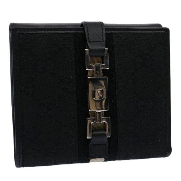GUCCI GG Canvas Sherry Line Jackie Wallet Black White - Picture 1 of 15